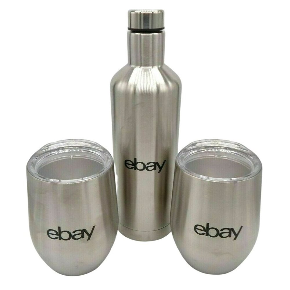 Wine Set Silver 12 Oz Wine Tumbler Decanter Insulated Stainless Steel